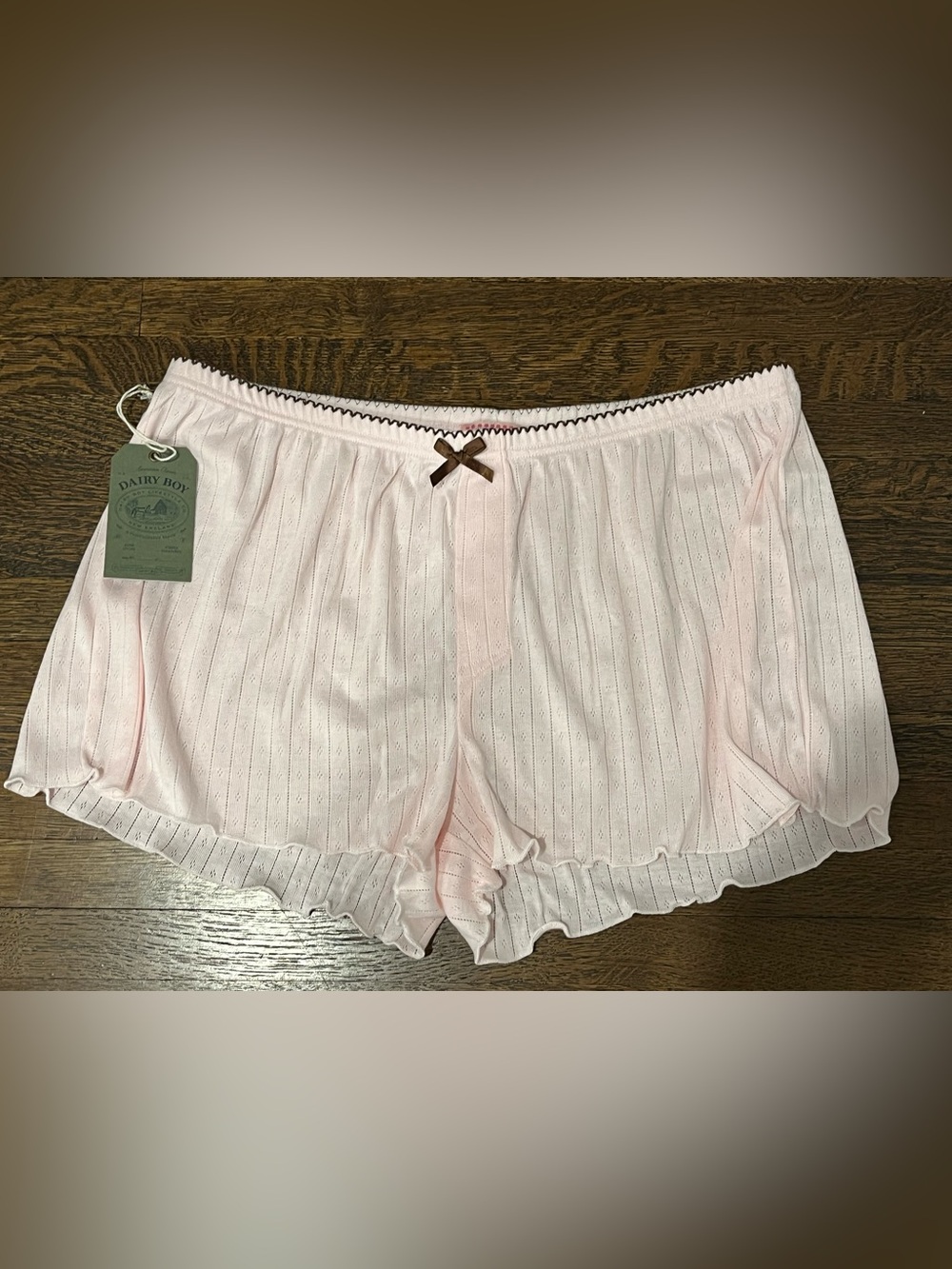 Dairy Boy Pointelle Sleepwear Blush Pink Shorts Size L